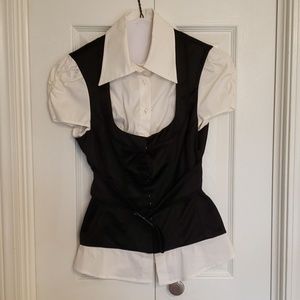 BEBE Low Vest w Blouse